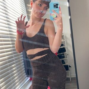 Urban Outfitters Brown Fuzzy Knit Set